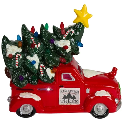 Northlight LED Lighted Vintage Truck With Tree Christmas Decoration - 8" - Red