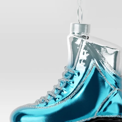 4.5" Christmas Glass Roller Skate Ornament Silver/Blue - Wondershop™ - Image 2