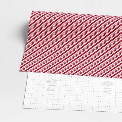 40" 220 Sq Ft Christmas Roll Wrap Red/White Diagonal Stripe - Wondershop™ - Image 2