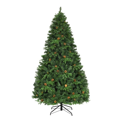 Costway 7Ft/7.5FT/8FT Pre-Lit Christmas Tree Hinged 460/540/600 Lights - Image 2