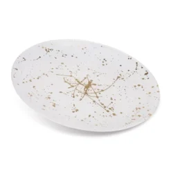 Classic Touch Set Of 4 Opaque White Chargers With Splashy Gold Design