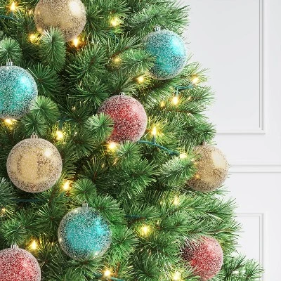 9ct 100mm Christmas Ornament Set Iced Green/Champagne/Red - Wondershopâ˘