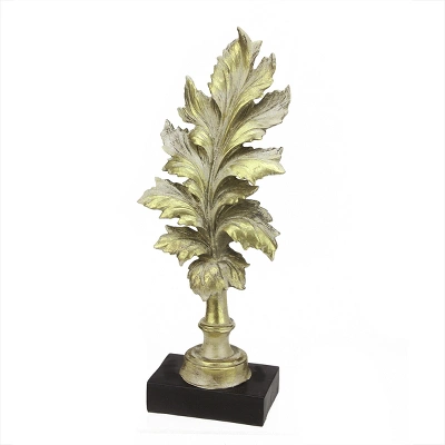 Northlight 15" Rich Elegance Distressed Gold Leaf Finial With Black Base Christmas Decoration