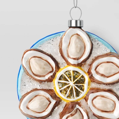 4" Christmas Glass Oyster Ornament Blue Plate - Wondershop™ - Image 2