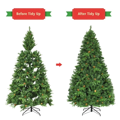 Costway 7Ft/7.5FT/8FT Pre-Lit Christmas Tree Hinged 460/540/600 Lights - Image 6