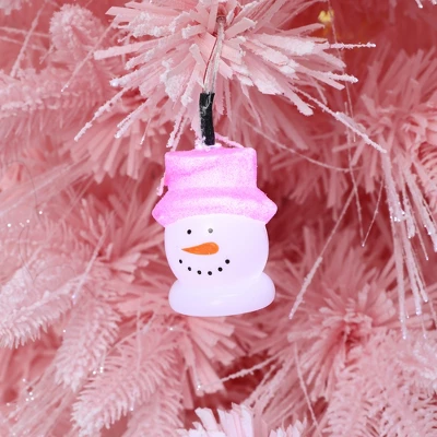 LuxenHome 6Ft Pink Cherry Blossom Christmas Tree With Fiber Optic Lights & Snowman Star Topper - Image 10