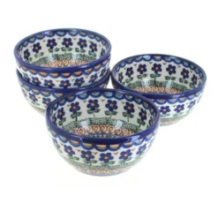 Blue Rose Polish Pottery 71-4 Vena Dessert Bowl Set
