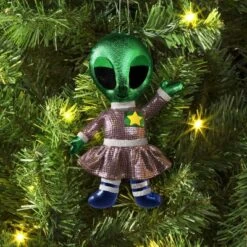 5.25" Christmas Fabric Metallic Alien Ornament - Wondershop™