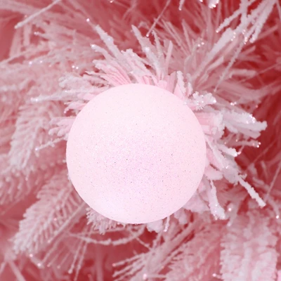 LuxenHome 6Ft Pink Cherry Blossom Christmas Tree With Fiber Optic Lights & Snowman Star Topper - Image 2