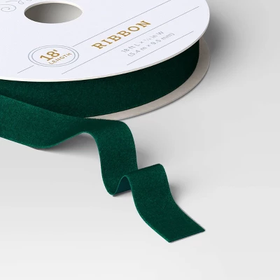 18' Christmas Fabric Ribbon Green Velvet - Wondershop™ - Image 2