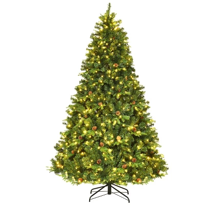 Costway 7Ft/7.5FT/8FT Pre-Lit Christmas Tree Hinged 460/540/600 Lights - Image 9