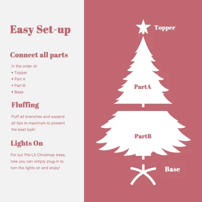 LuxenHome 6Ft Pink Cherry Blossom Christmas Tree With Fiber Optic Lights & Snowman Star Topper - Image 4