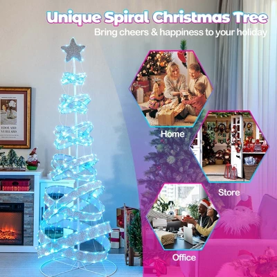Costway 7 FT Outdoor Spiral Christmas Tree Pre-lit Christmas Tree With 341 LED Lights - Image 7