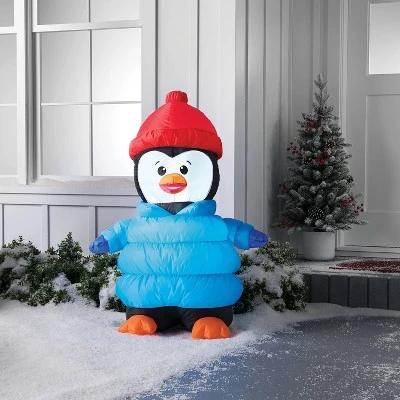 3'x4' Christmas Indoor/Outdoor Lighted Inflatable Penguin In Puffer Jacket - Wondershopâ˘