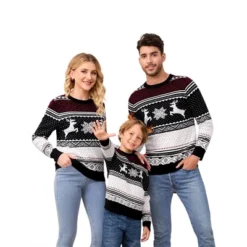 Christmas Couple Sweaters Matching Set, Funny Holiday Pullover Knitwear, Cozy Xmas Couples Outfits For Him And Her