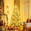 Costway 6ft Pre-lit Snow Flocked Hinged Christmas Tree W/ 928 Tips & Metal Stand