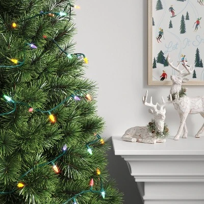 60ct LED Faceted C6 Christmas String Lights Twinkling With Green Wire - Wondershop™