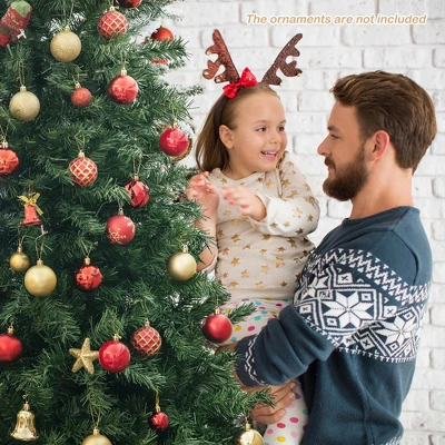 Costway 6FT/7FT Pre-Lit Hinged Christmas Tree With 260/350 Multi-Color Lights & 3-Minute Quick Shape No Fluffing Required - Image 4