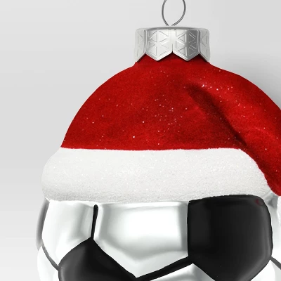 4" Christmas Glass Santa Hat Soccer Ball Ornament - Wondershop™ - Image 2