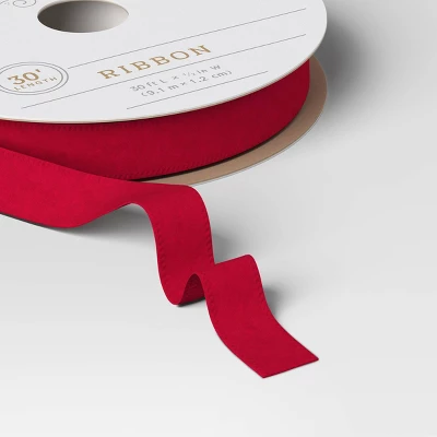 30' Christmas Premium Ribbon Dark Pink Faux Velvet- Wondershop™ - Image 2