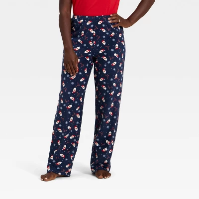 Women's Santa Print Microfleece Holiday Matching Family Pajama Pants - Wondershop™ Navy Blue - Image 4