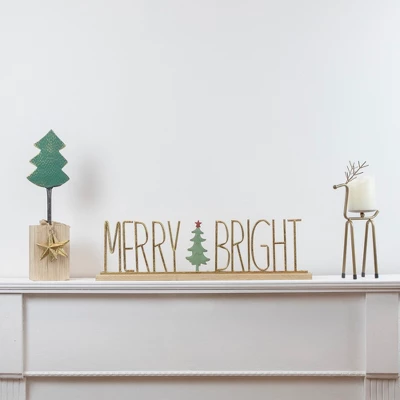 Northlight Metal Tree With Stars And Chunky Wooden Base Christmas Decoration - 16.75" - Green - Image 2